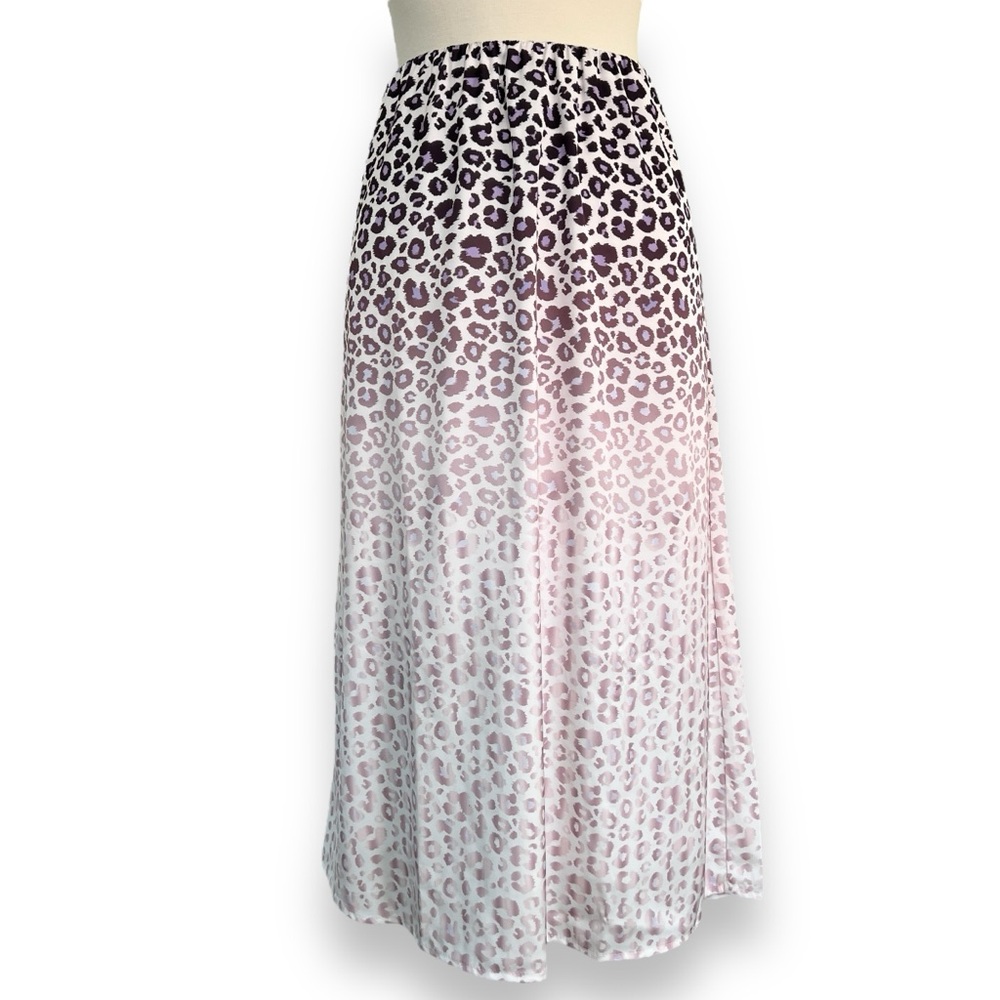 WD•NY Ombré Leopard Animal Print Pull-On Midi Skirt